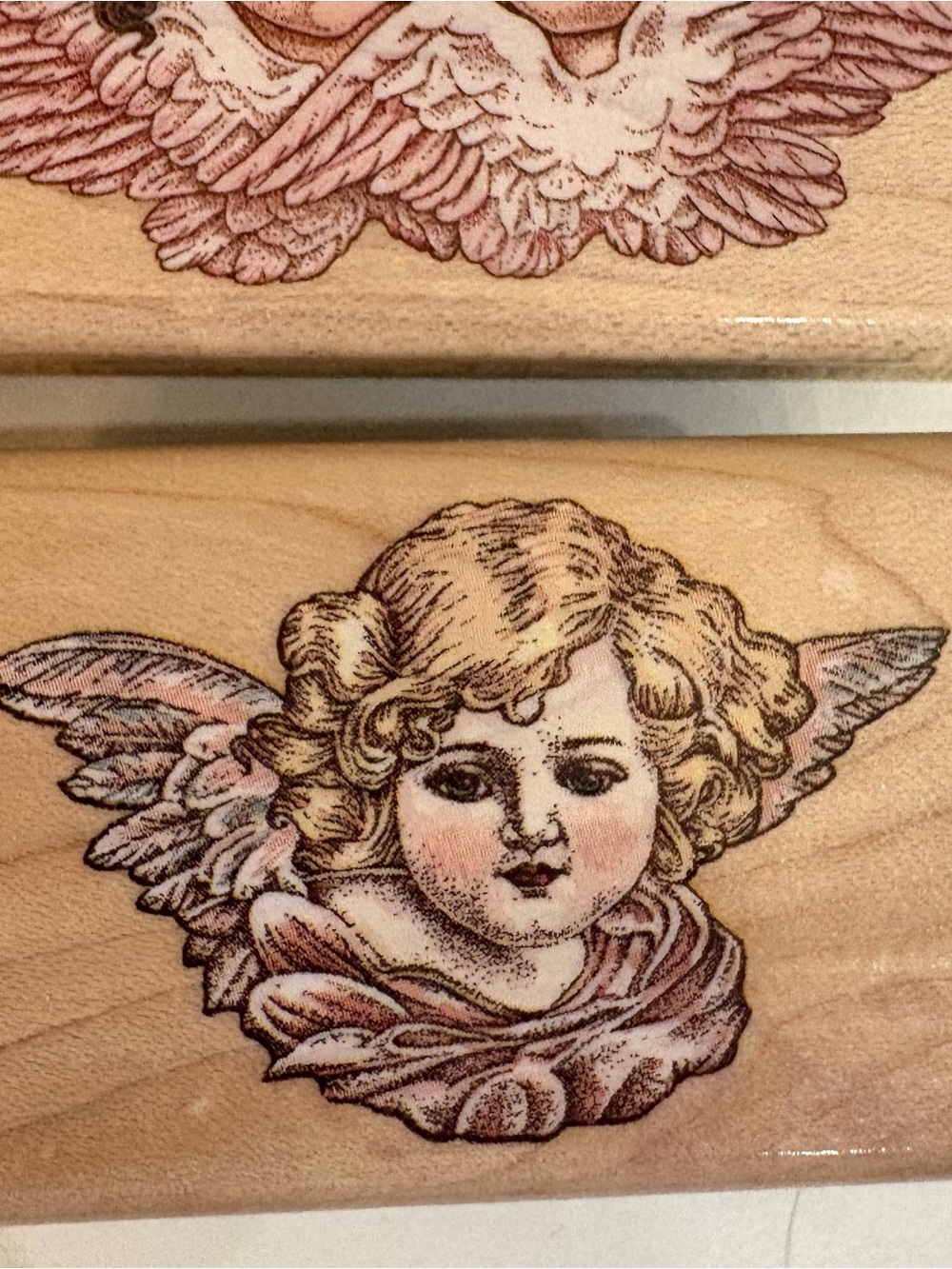 Vintage Cynthia Hart Cherub Angels Wood Stamp Lot (4) 1995 Rubber Stampede - Picture 4 of 7